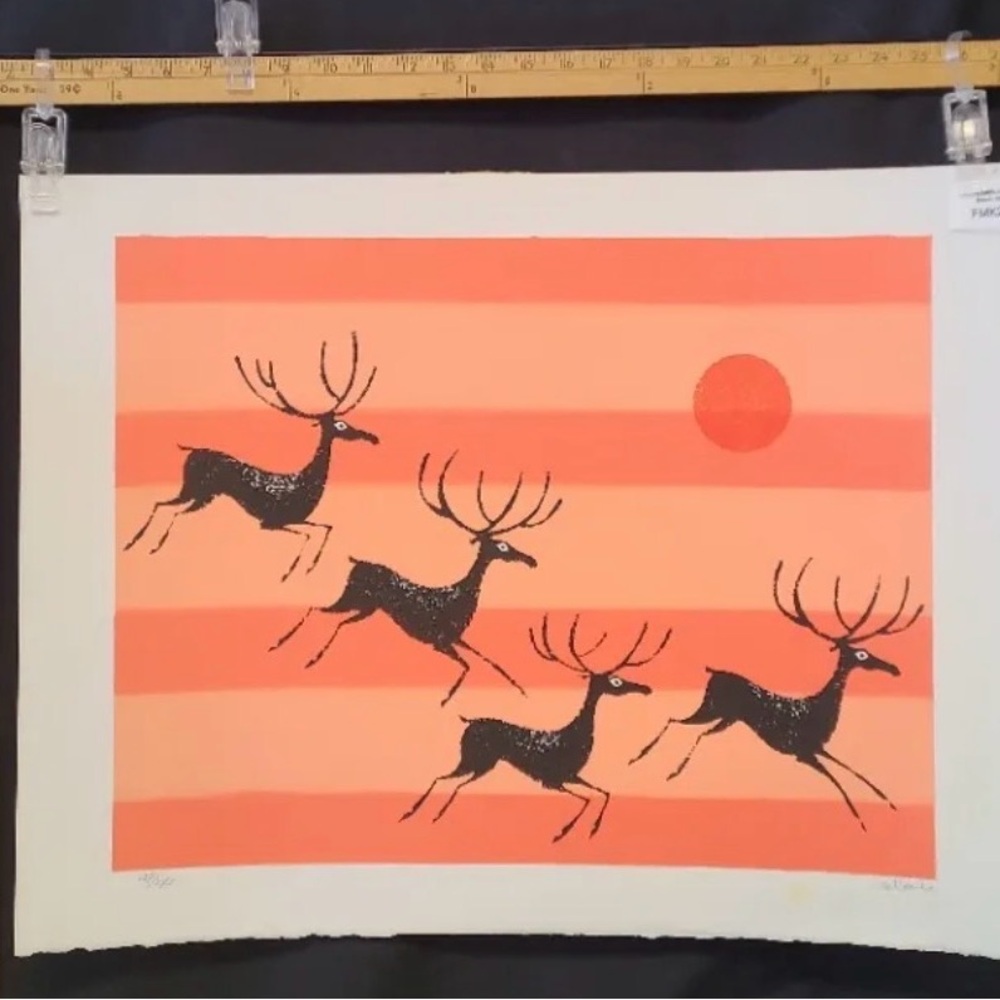 Keith De Carlo signed and numbered Modern Art Print Serigraph Reindeer